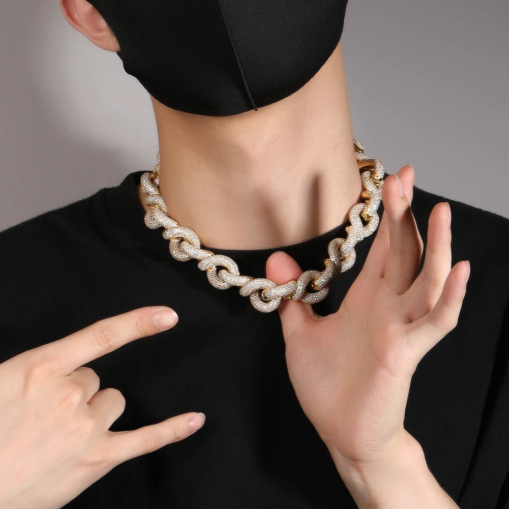 UWIN Iced Heavy Lock Chain Necklaces for Men AAAAA CZ Pave Setting Jumbo Box Clasp Bracelet Hip Hop jewelry for Rappers - HaaTFooT