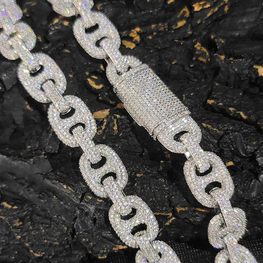 Hip Hop Jewelry 16MM CZ Miami Cuban Necklace Bling Iced Out Rapper Classic The Pig Nose Cuban Link Chain - HaaTFooT