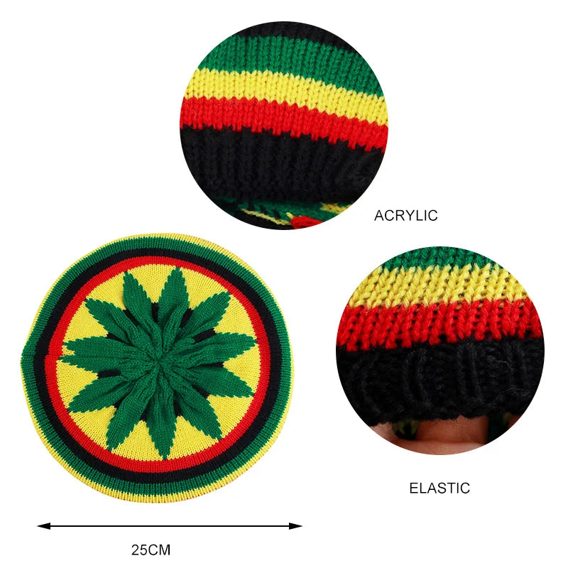 Reggea Multi-Colour Striped Cap Bob Marley