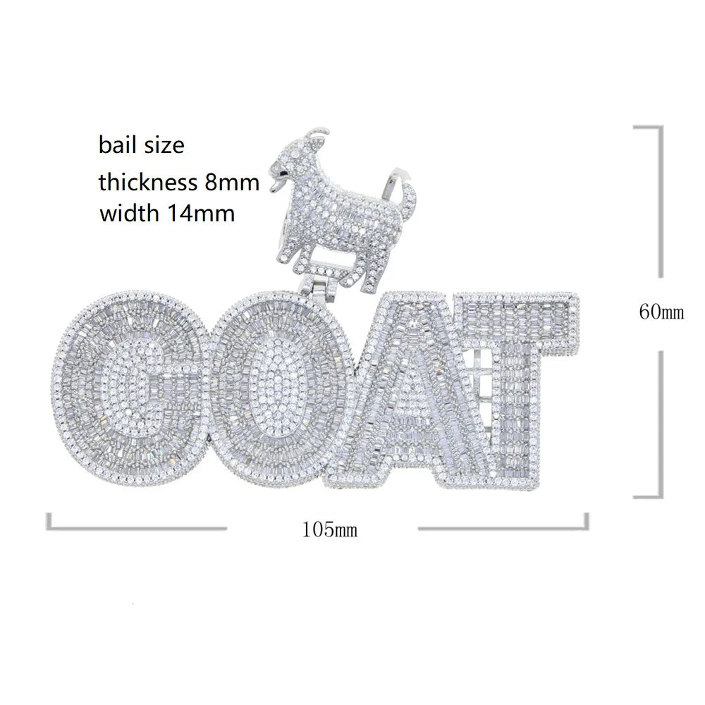 2022 New Animal Goat With Letter Initial Pendant Full Iced Out Bling 5A Cubic Zircon Necklace For Women Fashion Hiphop Jewelry