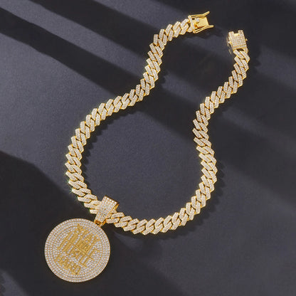 Hip Hop STAY HARD Letter Pendant Cuban Chain Necklace Punk Gold Color Iced Out Bling Necklaces Fashion Charm Men Women Jewelry - HaaTFooT