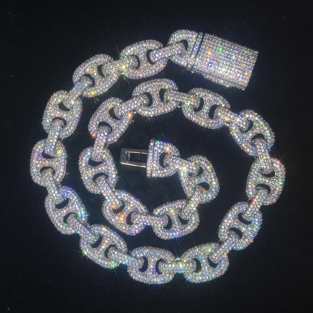 Hip Hop Jewelry 16MM CZ Miami Cuban Necklace Bling Iced Out Rapper Classic The Pig Nose Cuban Link Chain - HaaTFooT