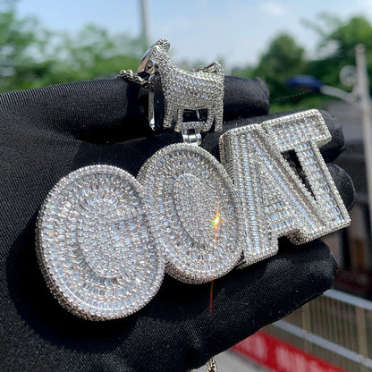 2022 New Animal Goat With Letter Initial Pendant Full Iced Out Bling 5A Cubic Zircon Necklace For Women Fashion Hiphop Jewelry - HaaTFooT