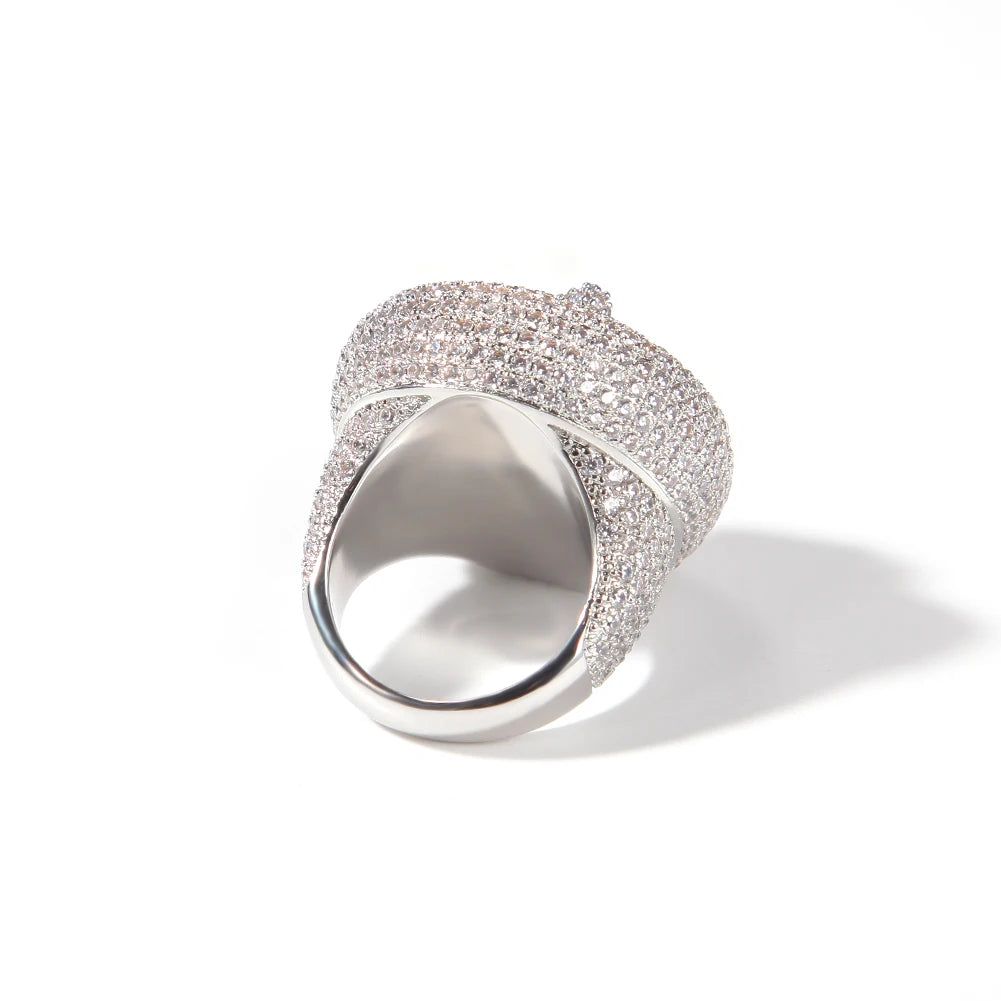 THE BLING KING Custom Initial Bubble Letter Spinning Ring Iced Out CZ Personalized Rotatable Party Rings Hiphop Jewelry For Men - HaaTFooT