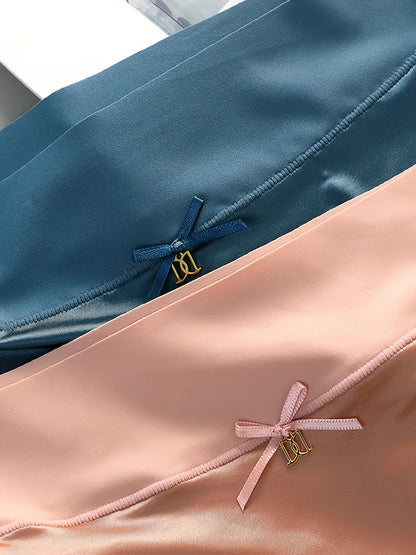 4pcs Seamless Satin Briefs, Sexy Comfy Breathable Stretchy Intimates Panties, Women's Lingerie & Underwear - HaaTFooT